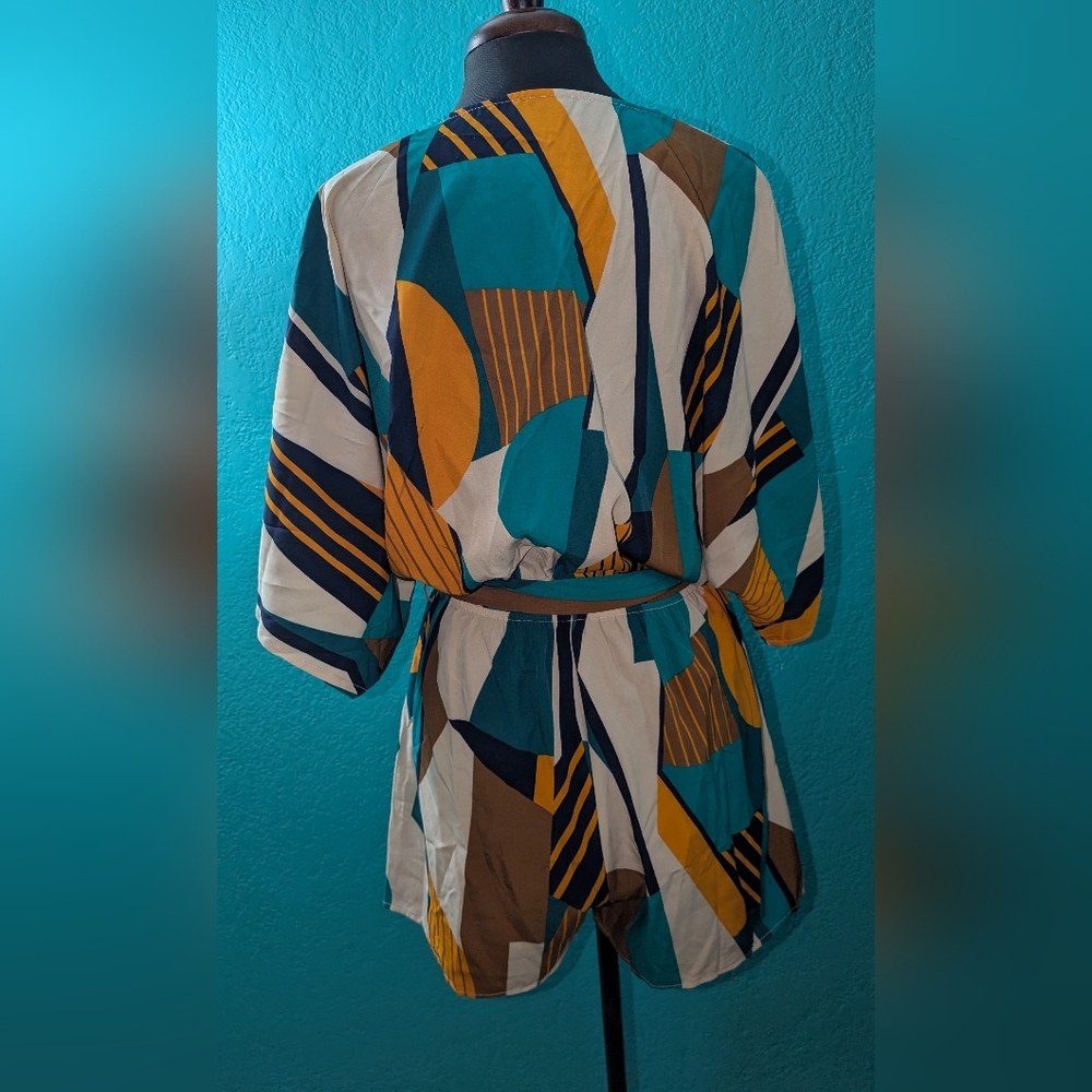 Geometric Patterned Romper Shorts - image 2